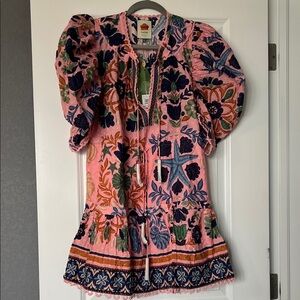 FARM Rio Pink and Blue Floral Dress